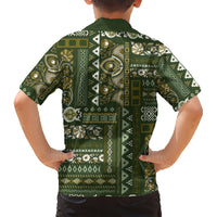Persian Patchwork Pattern Family Matching Short Sleeve Bodycon Dress and Hawaiian Shirt Unique Green - Wonder Print Shop