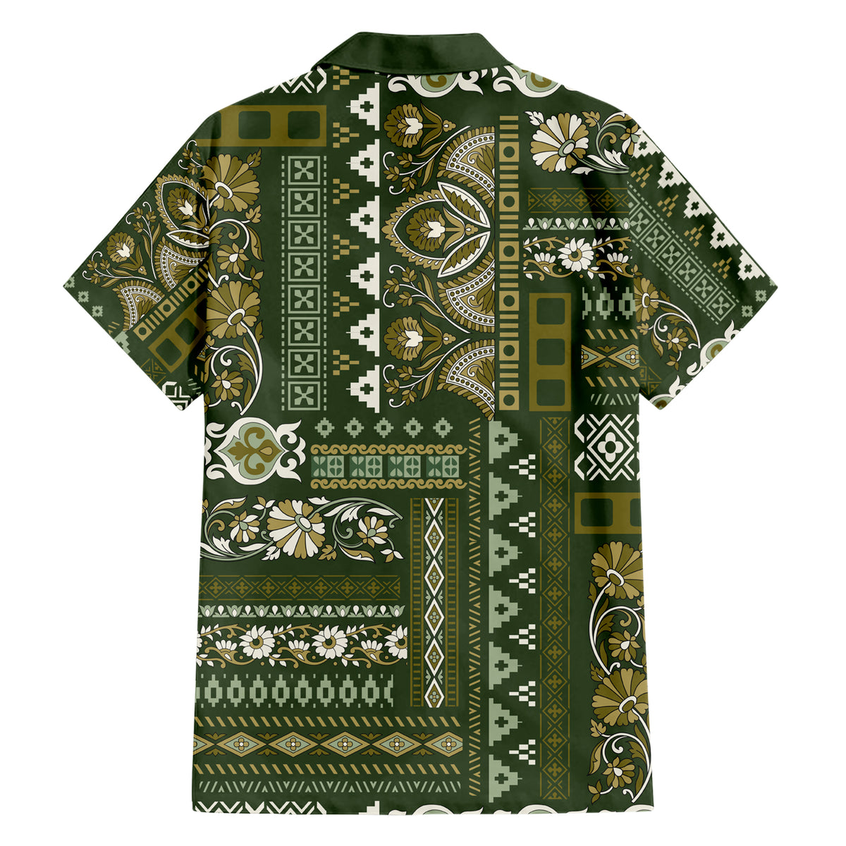 Persian Patchwork Pattern Family Matching Short Sleeve Bodycon Dress and Hawaiian Shirt Unique Green - Wonder Print Shop