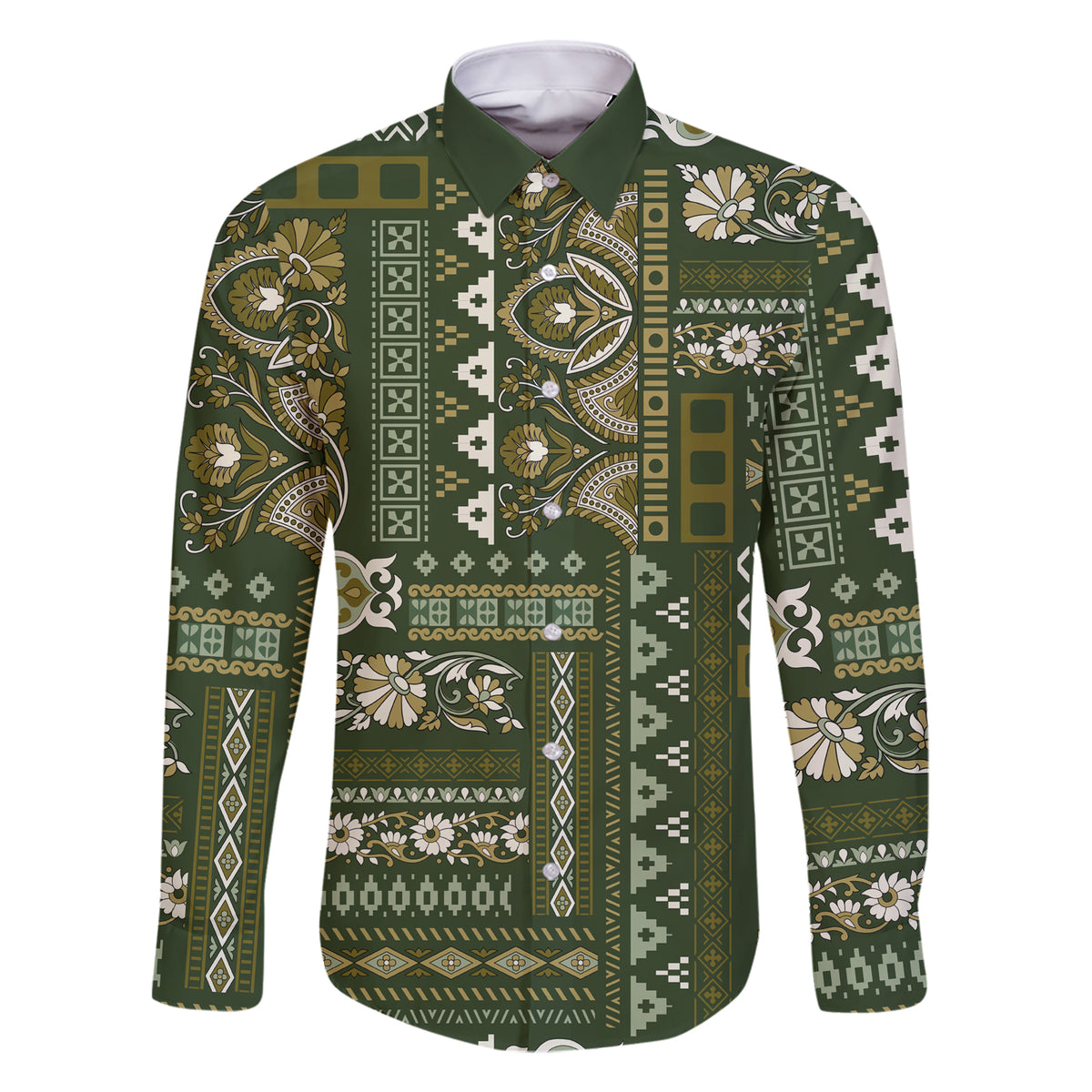 Persian Patchwork Pattern Family Matching Short Sleeve Bodycon Dress and Hawaiian Shirt Unique Green - Wonder Print Shop