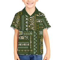Persian Patchwork Pattern Family Matching Short Sleeve Bodycon Dress and Hawaiian Shirt Unique Green - Wonder Print Shop