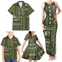 Persian Patchwork Pattern Family Matching Tank Maxi Dress and Hawaiian Shirt Unique Green - Wonder Print Shop
