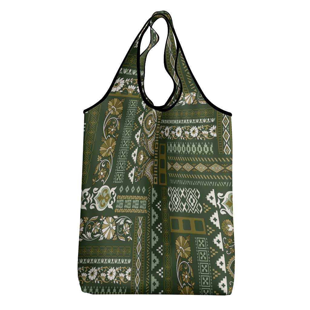 Persian Patchwork Pattern Grocery Bag Unique Green