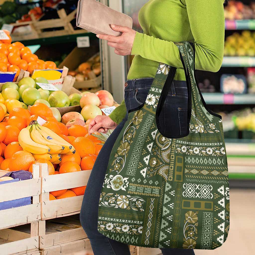 Persian Patchwork Pattern Grocery Bag Unique Green