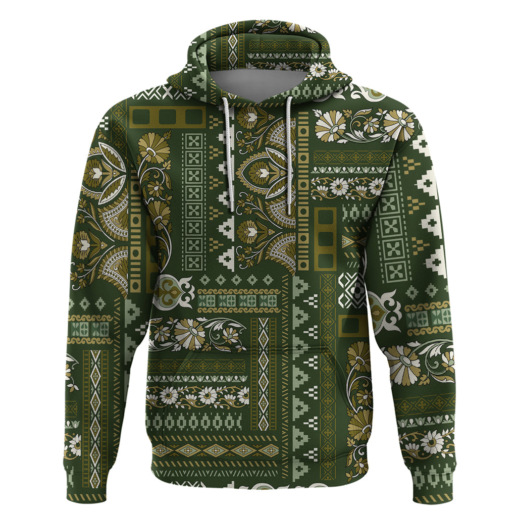 Persian Patchwork Pattern Hoodie Unique Green - Wonder Print Shop