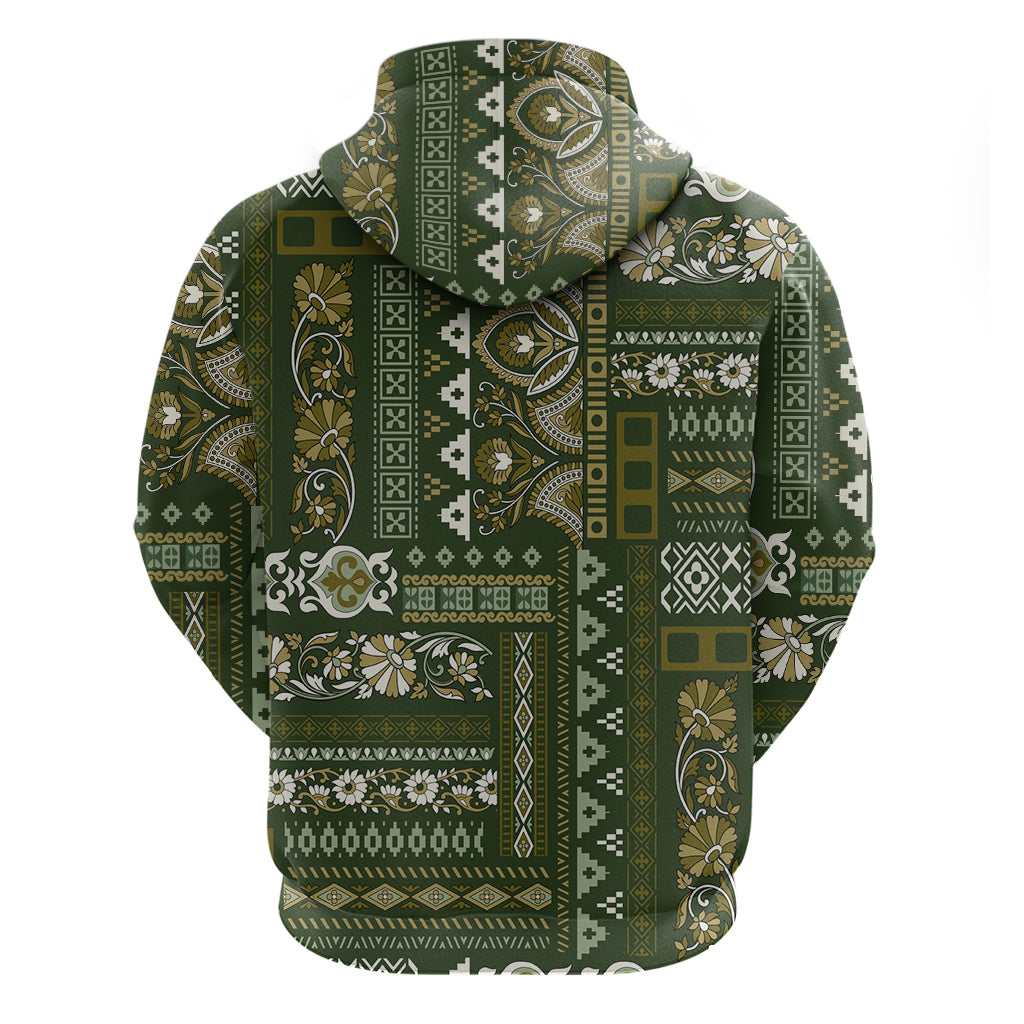 Persian Patchwork Pattern Hoodie Unique Green - Wonder Print Shop