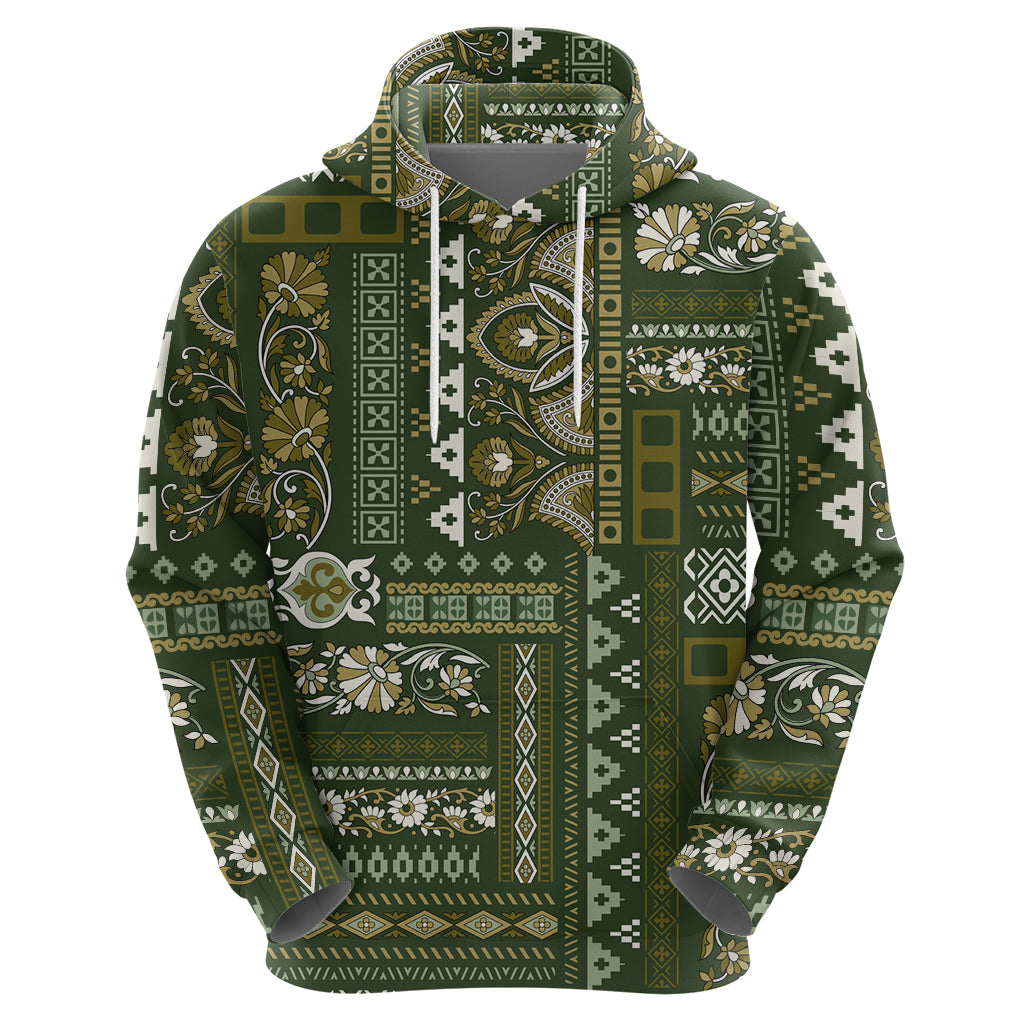 Persian Patchwork Pattern Hoodie Unique Green - Wonder Print Shop