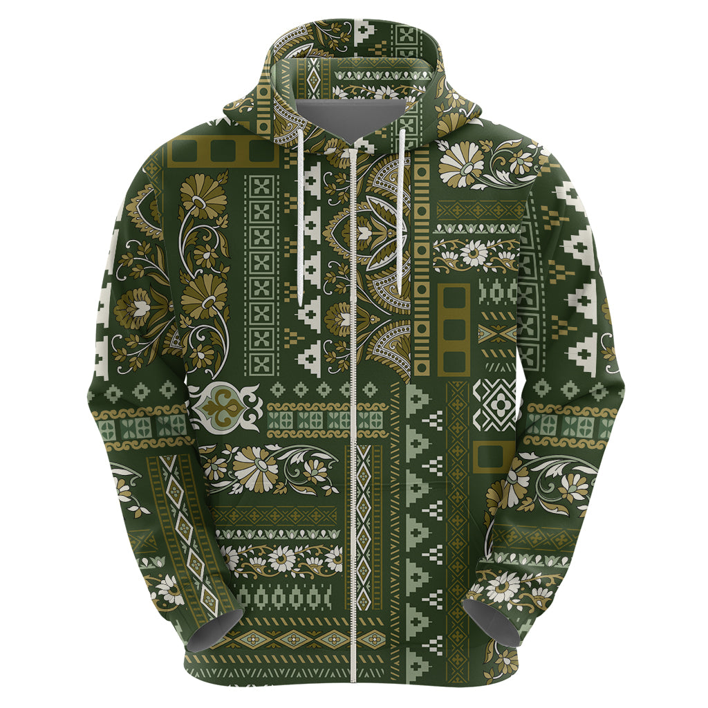 Persian Patchwork Pattern Hoodie Unique Green - Wonder Print Shop