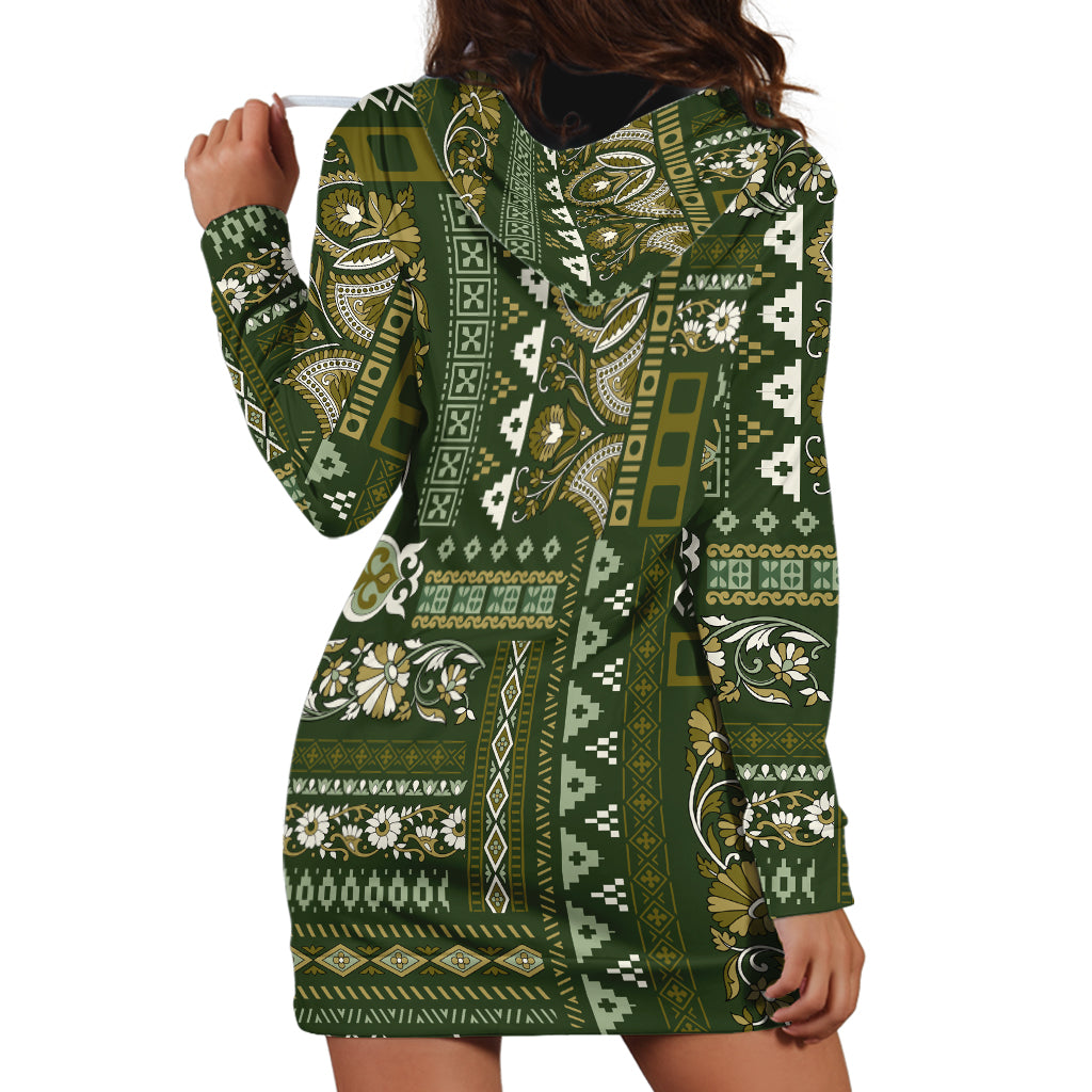 Persian Patchwork Pattern Hoodie Dress Unique Green - Wonder Print Shop