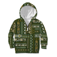 Persian Patchwork Pattern Kid Hoodie Unique Green - Wonder Print Shop