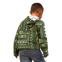 Persian Patchwork Pattern Kid Hoodie Unique Green - Wonder Print Shop