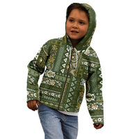 Persian Patchwork Pattern Kid Hoodie Unique Green - Wonder Print Shop
