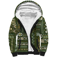 Persian Patchwork Pattern Sherpa Hoodie Unique Green - Wonder Print Shop