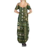 Persian Patchwork Pattern Summer Maxi Dress Unique Green - Wonder Print Shop