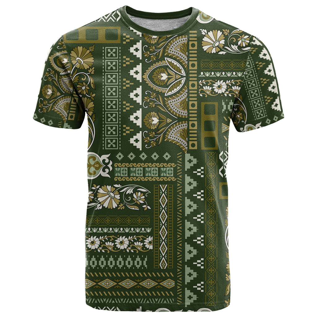 Persian Patchwork Pattern T Shirt Unique Green - Wonder Print Shop