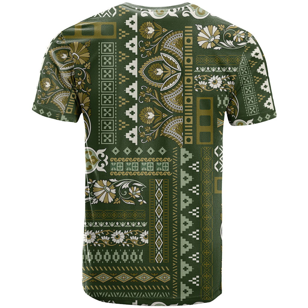 Persian Patchwork Pattern T Shirt Unique Green - Wonder Print Shop