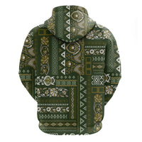Persian Patchwork Pattern Zip Hoodie Unique Green - Wonder Print Shop