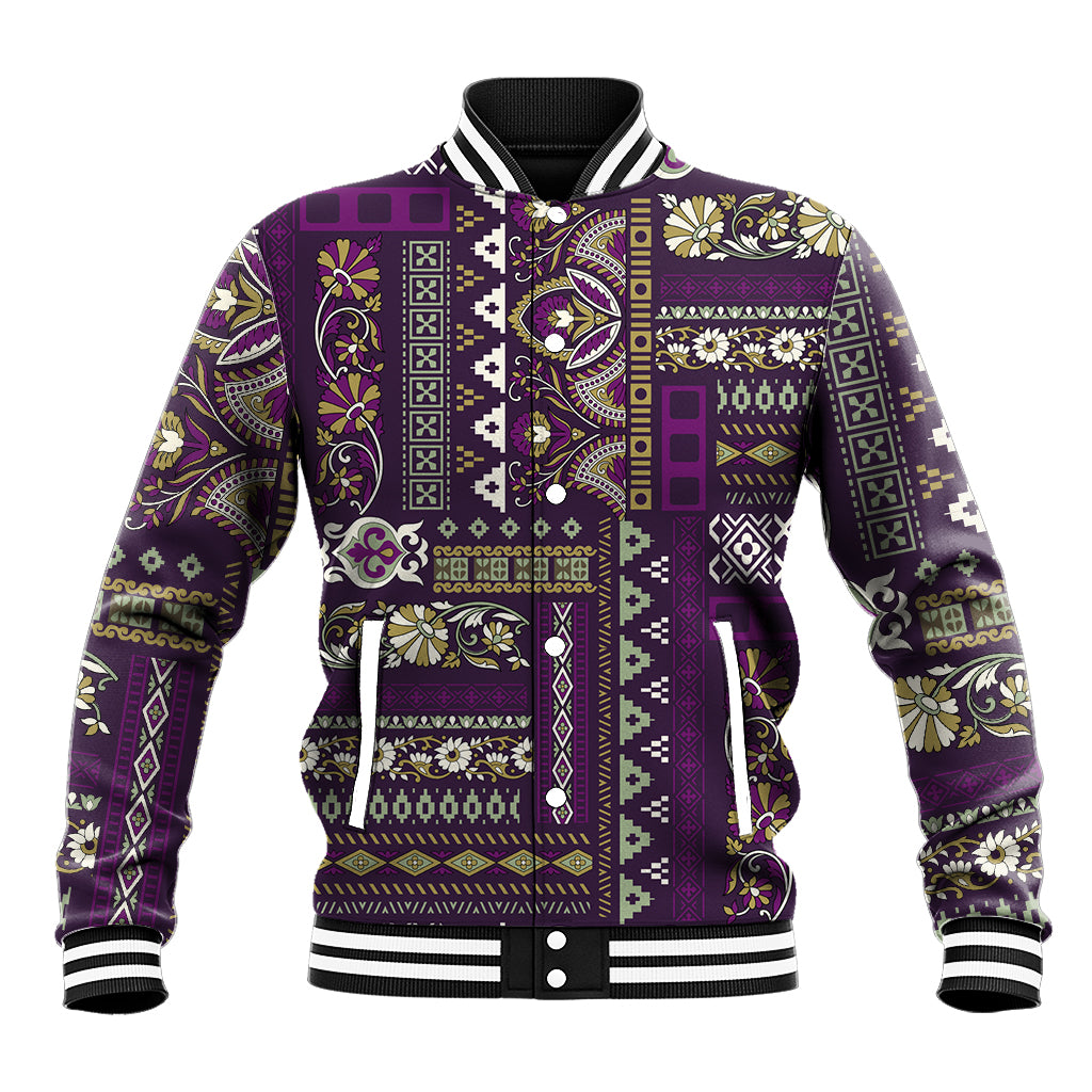 Persian Patchwork Pattern Baseball Jacket Unique Purple - Wonder Print Shop