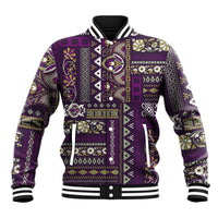 Persian Patchwork Pattern Baseball Jacket Unique Purple - Wonder Print Shop