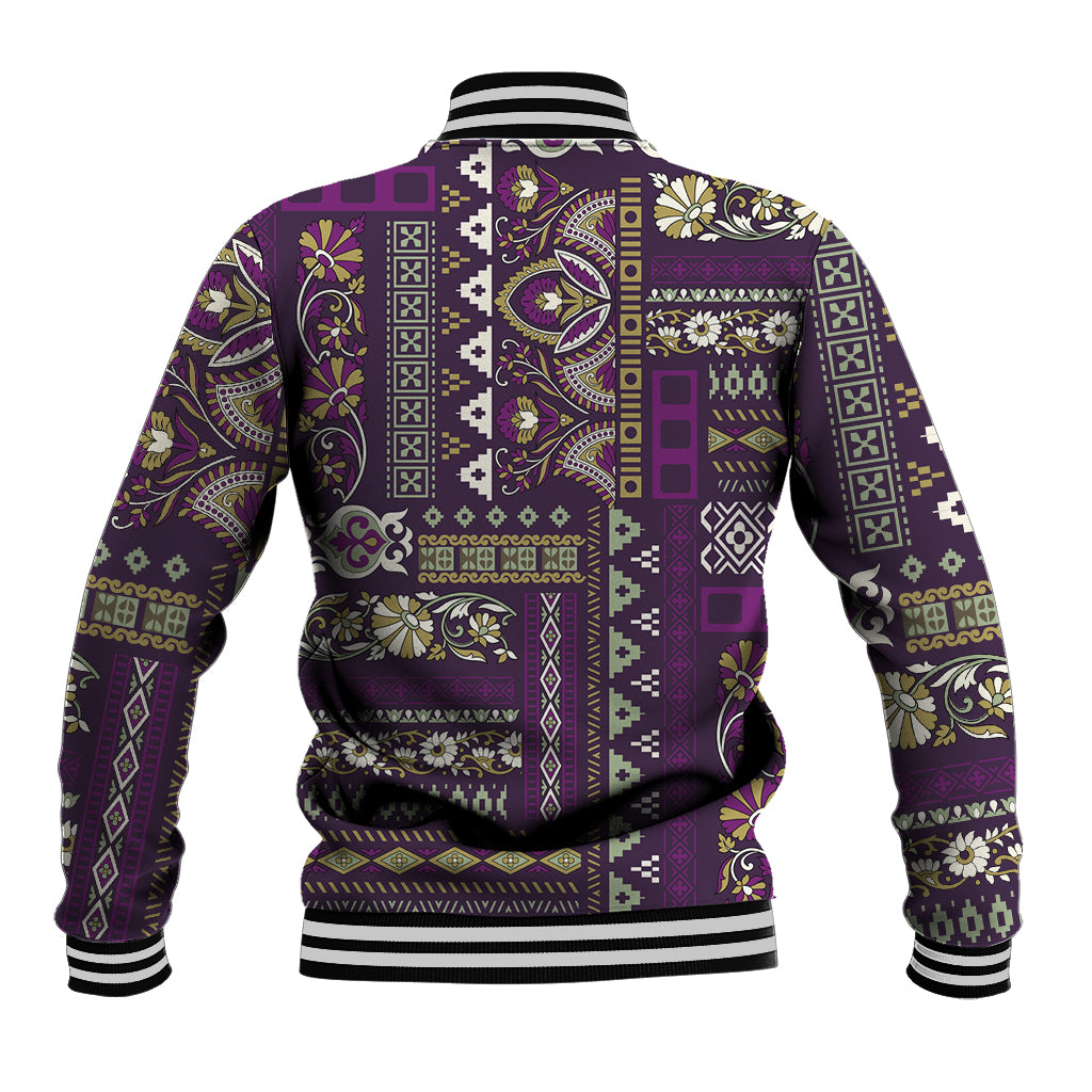 Persian Patchwork Pattern Baseball Jacket Unique Purple - Wonder Print Shop
