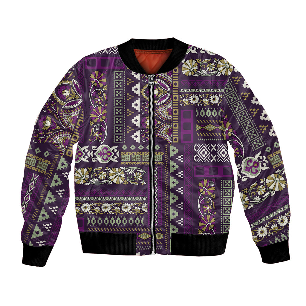 Persian Patchwork Pattern Bomber Jacket Unique Purple - Wonder Print Shop