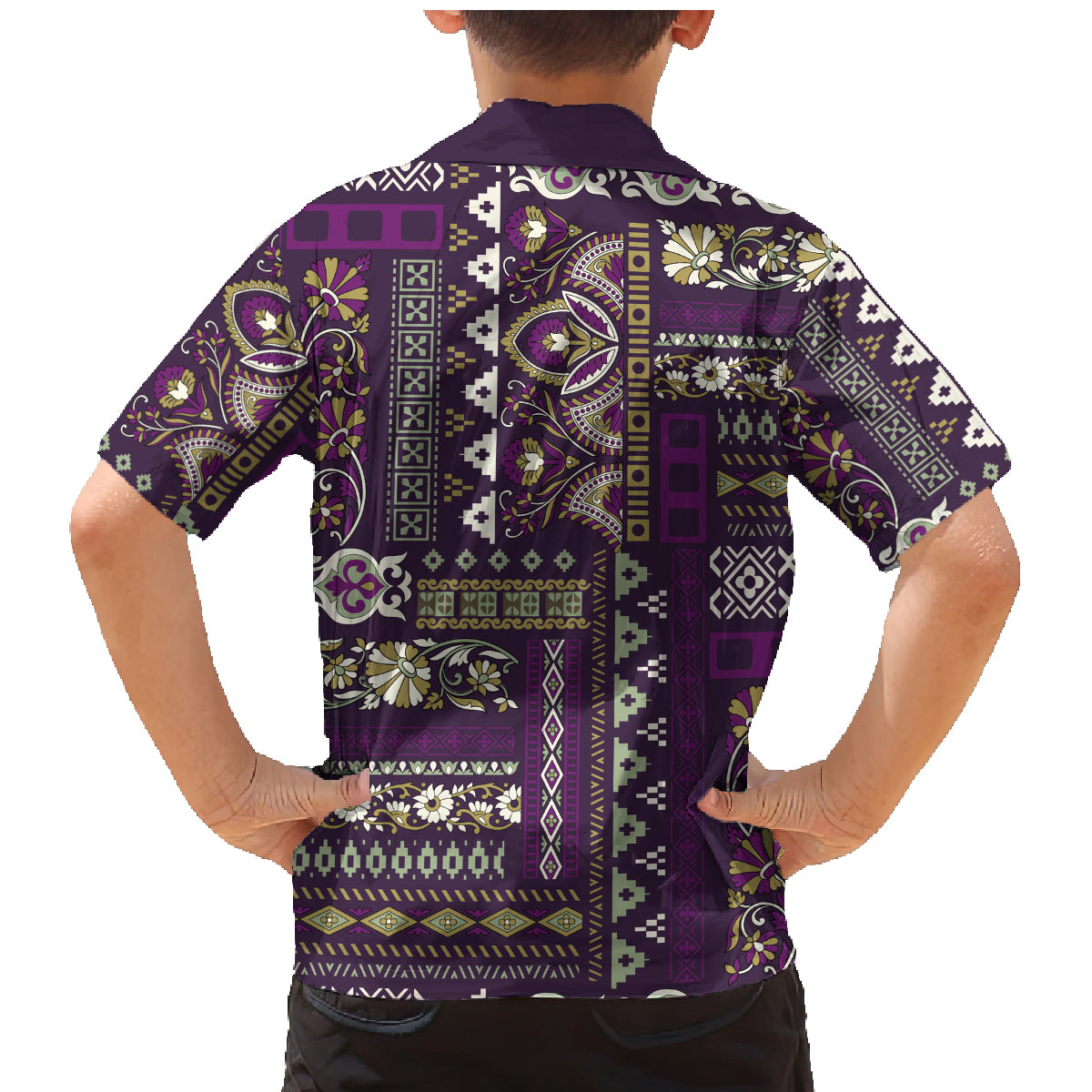 Persian Patchwork Pattern Family Matching Mermaid Dress and Hawaiian Shirt Unique Purple - Wonder Print Shop