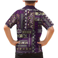 Persian Patchwork Pattern Family Matching Mermaid Dress and Hawaiian Shirt Unique Purple - Wonder Print Shop