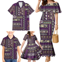 Persian Patchwork Pattern Family Matching Mermaid Dress and Hawaiian Shirt Unique Purple - Wonder Print Shop