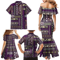 Persian Patchwork Pattern Family Matching Mermaid Dress and Hawaiian Shirt Unique Purple - Wonder Print Shop