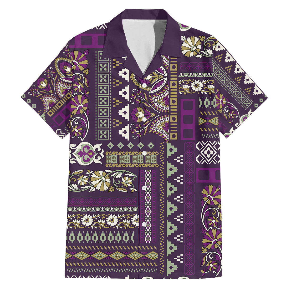 Persian Patchwork Pattern Family Matching Mermaid Dress and Hawaiian Shirt Unique Purple - Wonder Print Shop