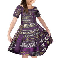 Persian Patchwork Pattern Family Matching Off Shoulder Short Dress and Hawaiian Shirt Unique Purple - Wonder Print Shop