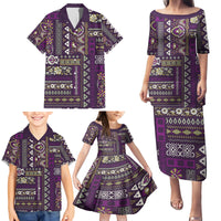 Persian Patchwork Pattern Family Matching Puletasi and Hawaiian Shirt Unique Purple - Wonder Print Shop