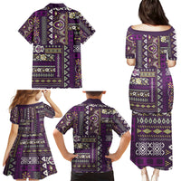Persian Patchwork Pattern Family Matching Puletasi and Hawaiian Shirt Unique Purple - Wonder Print Shop