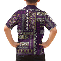 Persian Patchwork Pattern Family Matching Short Sleeve Bodycon Dress and Hawaiian Shirt Unique Purple - Wonder Print Shop