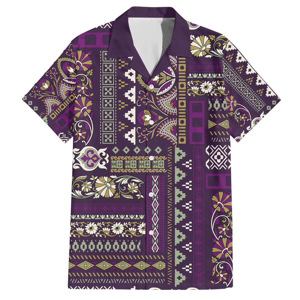 Persian Patchwork Pattern Family Matching Short Sleeve Bodycon Dress and Hawaiian Shirt Unique Purple - Wonder Print Shop