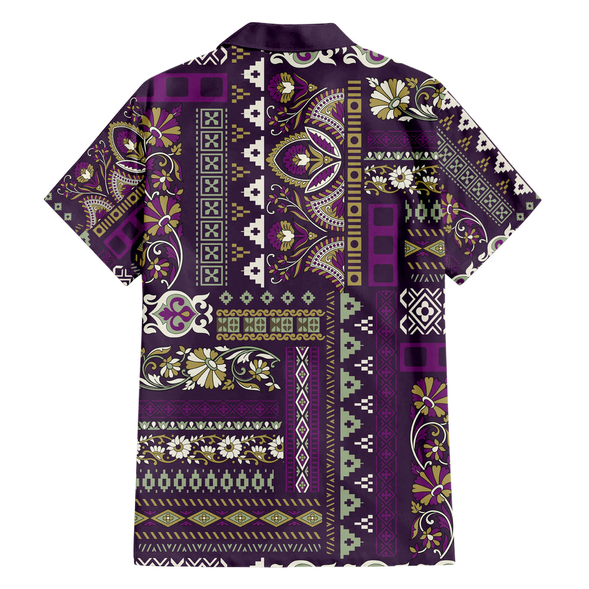 Persian Patchwork Pattern Family Matching Short Sleeve Bodycon Dress and Hawaiian Shirt Unique Purple - Wonder Print Shop