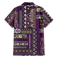 Persian Patchwork Pattern Family Matching Short Sleeve Bodycon Dress and Hawaiian Shirt Unique Purple - Wonder Print Shop