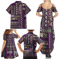 Persian Patchwork Pattern Family Matching Summer Maxi Dress and Hawaiian Shirt Unique Purple - Wonder Print Shop
