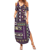 Persian Patchwork Pattern Family Matching Summer Maxi Dress and Hawaiian Shirt Unique Purple - Wonder Print Shop
