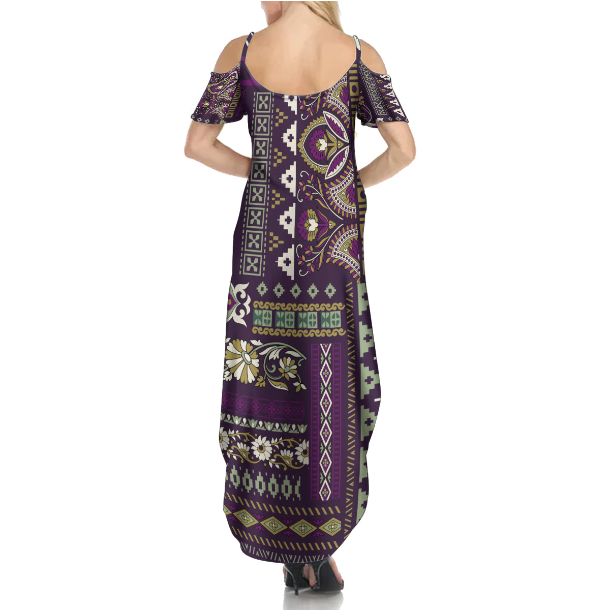 Persian Patchwork Pattern Family Matching Summer Maxi Dress and Hawaiian Shirt Unique Purple - Wonder Print Shop