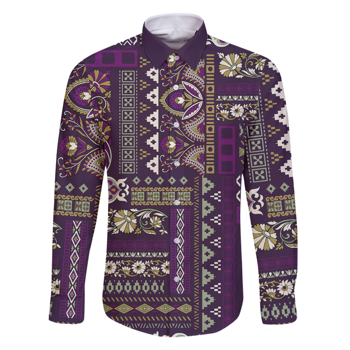 Persian Patchwork Pattern Family Matching Tank Maxi Dress and Hawaiian Shirt Unique Purple - Wonder Print Shop