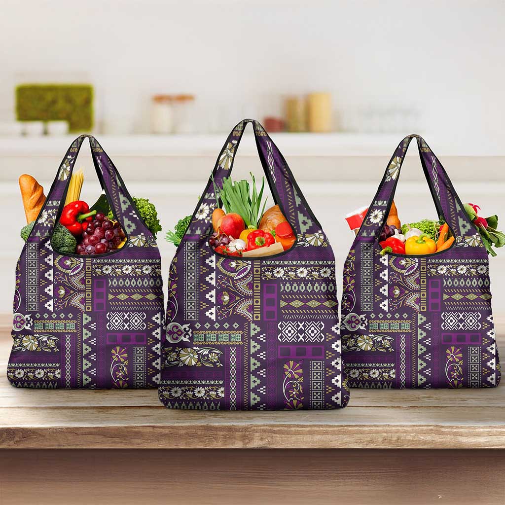Persian Patchwork Pattern Grocery Bag Unique Purple