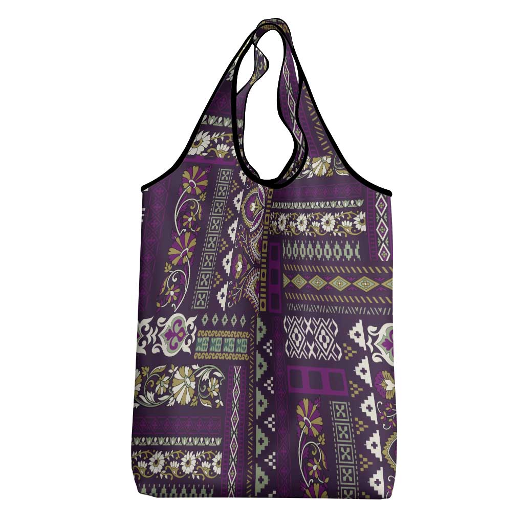 Persian Patchwork Pattern Grocery Bag Unique Purple
