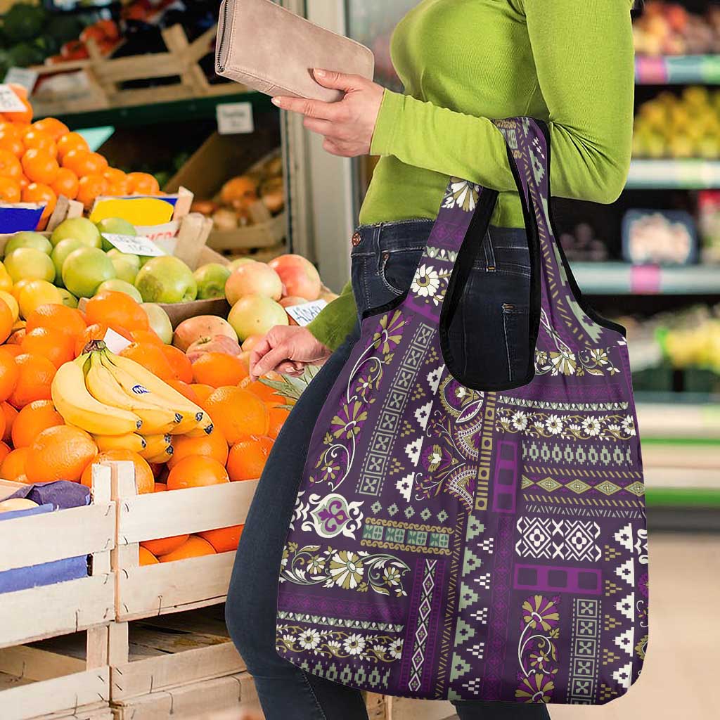 Persian Patchwork Pattern Grocery Bag Unique Purple