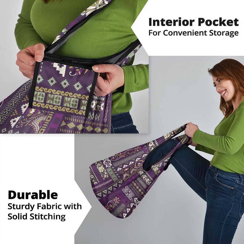 Persian Patchwork Pattern Grocery Bag Unique Purple