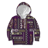Persian Patchwork Pattern Kid Hoodie Unique Purple - Wonder Print Shop