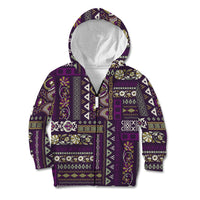 Persian Patchwork Pattern Kid Hoodie Unique Purple - Wonder Print Shop