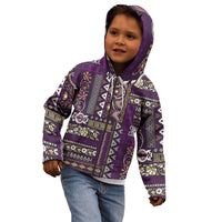 Persian Patchwork Pattern Kid Hoodie Unique Purple - Wonder Print Shop