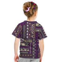 Persian Patchwork Pattern Kid T Shirt Unique Purple - Wonder Print Shop