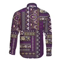 Persian Patchwork Pattern Long Sleeve Button Shirt Unique Purple - Wonder Print Shop