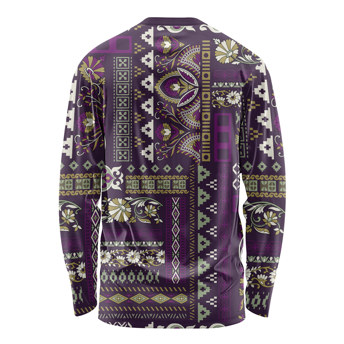 Persian Patchwork Pattern Long Sleeve Shirt Unique Purple - Wonder Print Shop